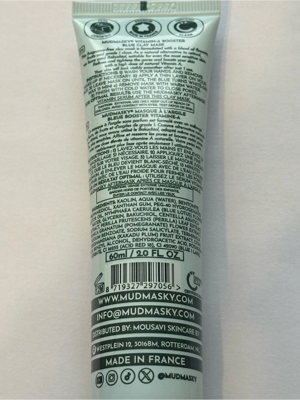 Mudmasky Blue Clay Mask - Vitamin A Booster (Green Tube)